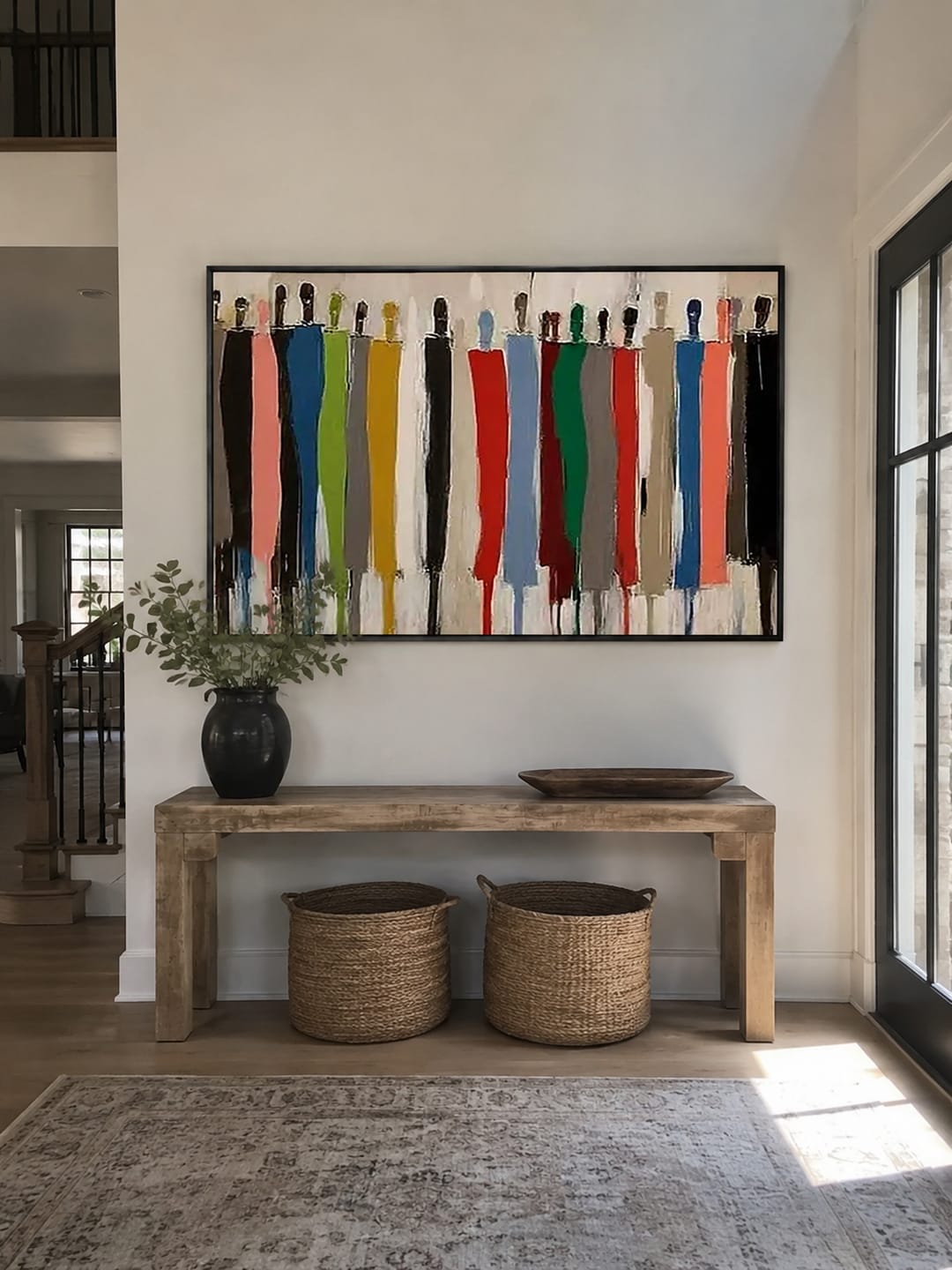 Customer photo review of Collective Spirit – Hand-Painted Multicolored Abstract Crowd Portrait Painting | Bold Expressionist Living Room & Dining Room Art