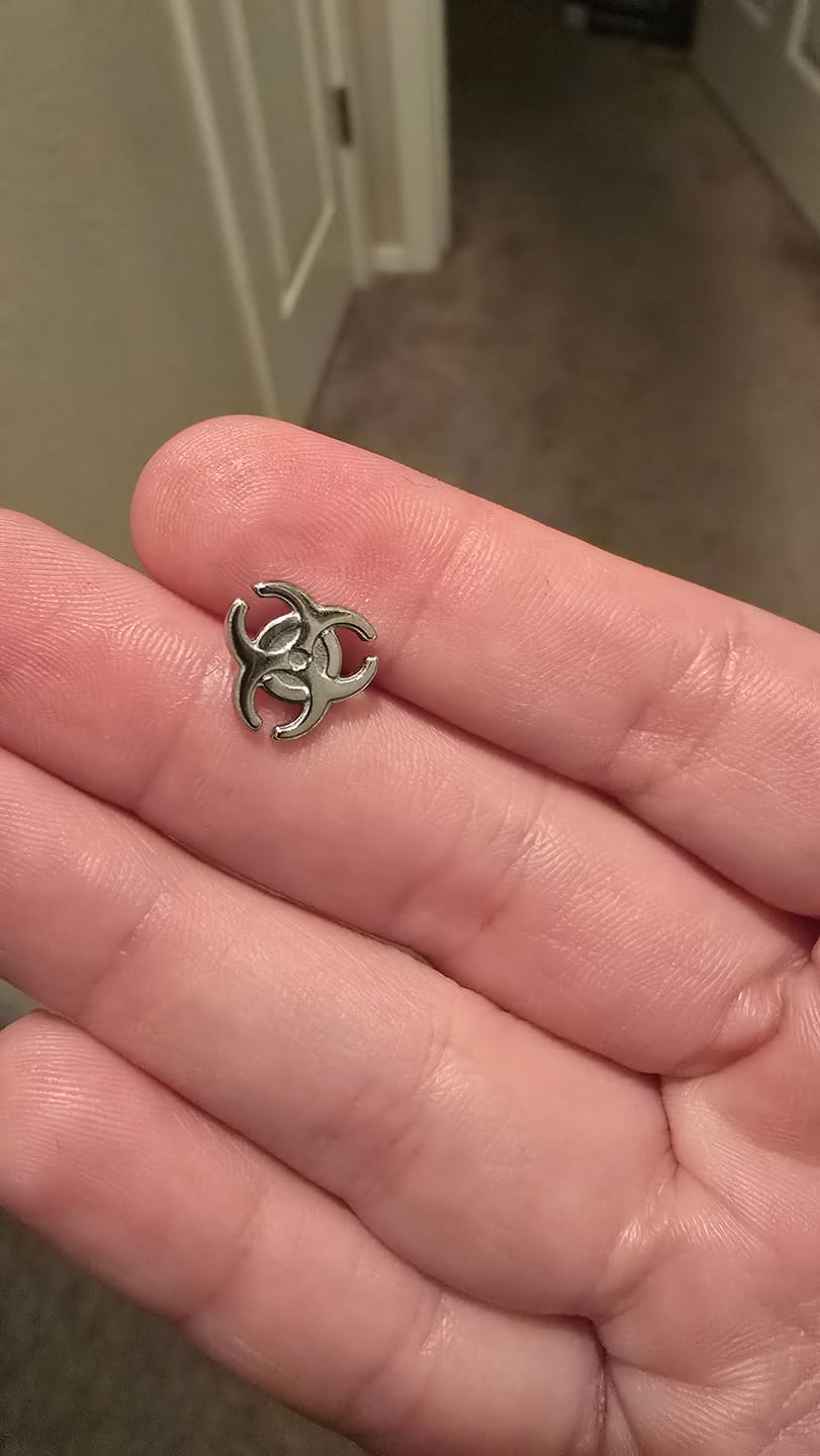 Customer photo review of BIOHAZARD STUD EARRING