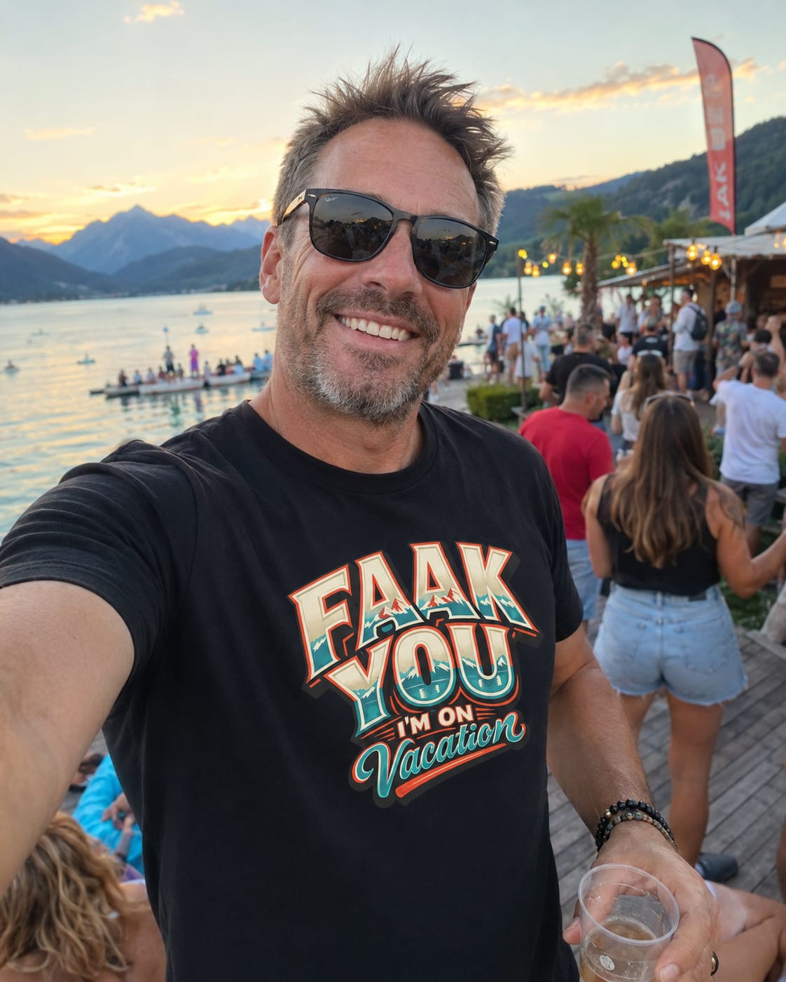 Customer photo review of FAAK YOU – I'm On Vacation – Unisex T-Shirt