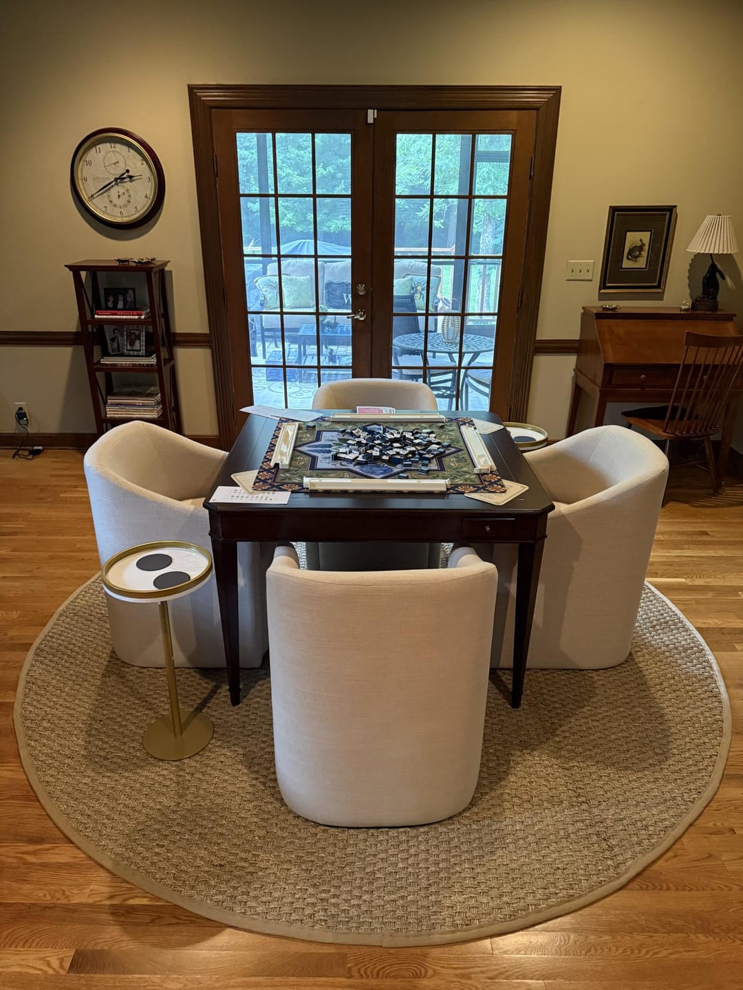 Customer photo review of Teal Damask Hydrangea Mahjong Mat - Mah Jongg Mat