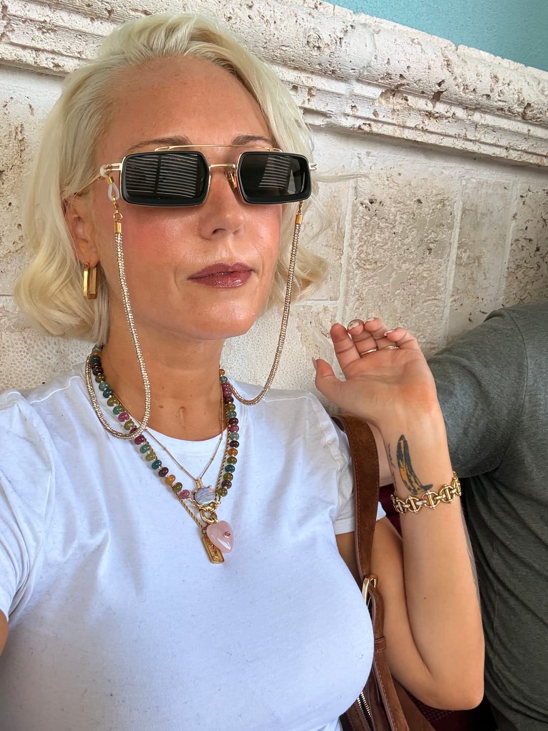 Customer photo review of 2-in-1 Sunglass Chain / Necklace - Crystal