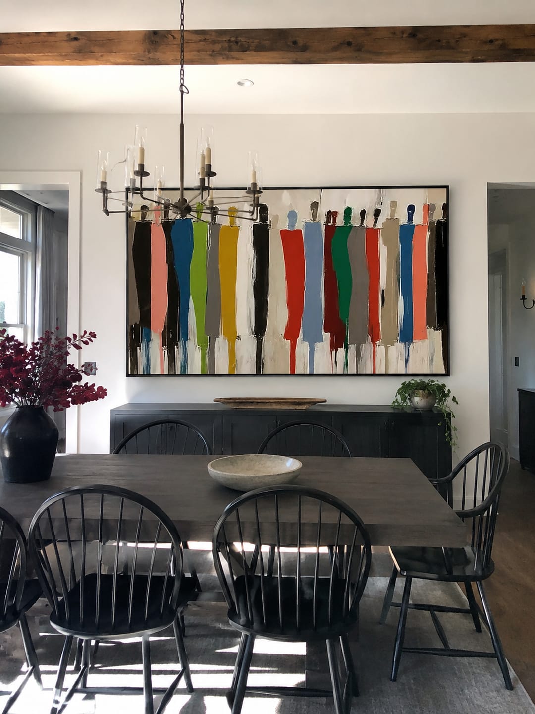 Customer photo review of Collective Spirit – Hand-Painted Multicolored Abstract Crowd Portrait Painting | Bold Expressionist Living Room & Dining Room Art