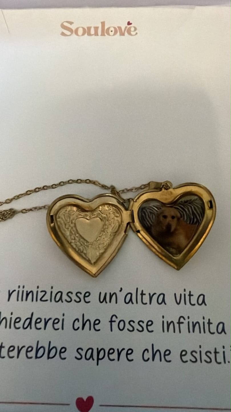 Customer photo review of Collana con Foto custodita nel Cuore e Dedica Personalizzata