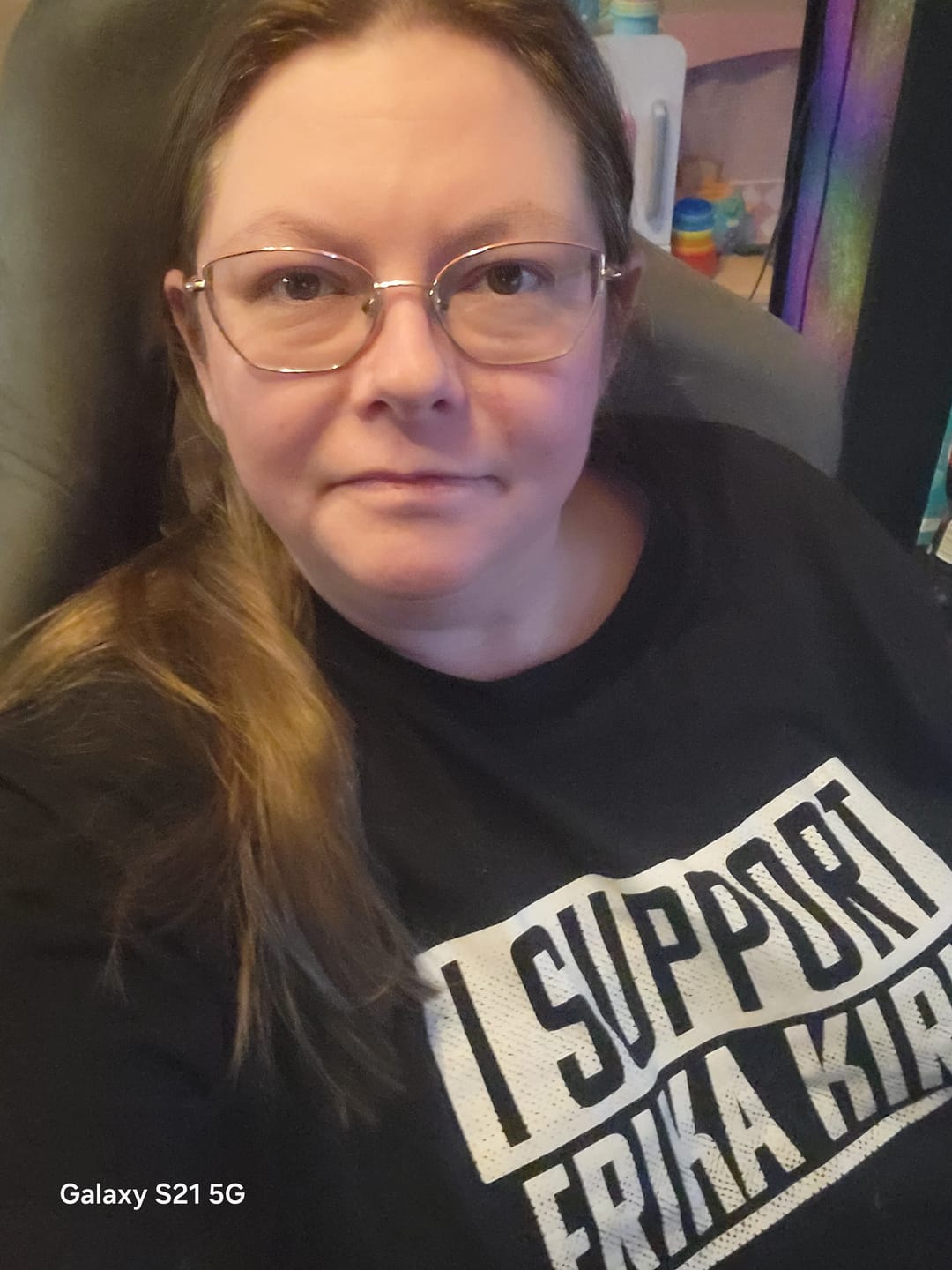 Customer photo review of I Support Erica Kirk T-shirt