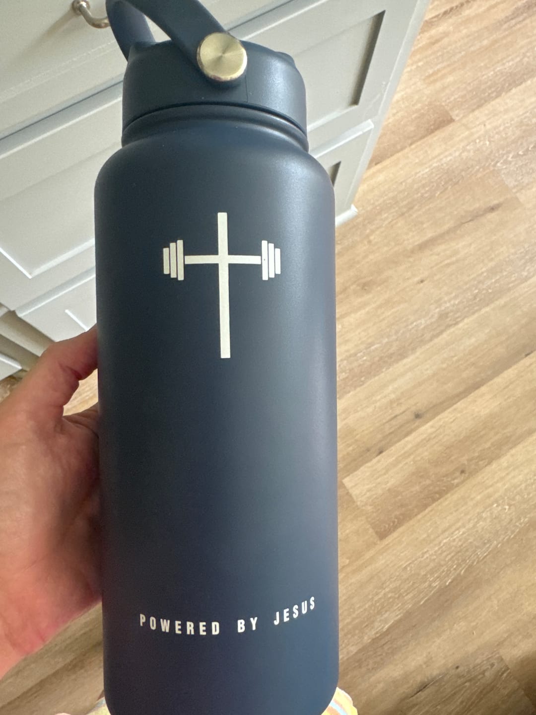 Customer photo review of Powered By Jesus 32oz Insulated Water Bottle