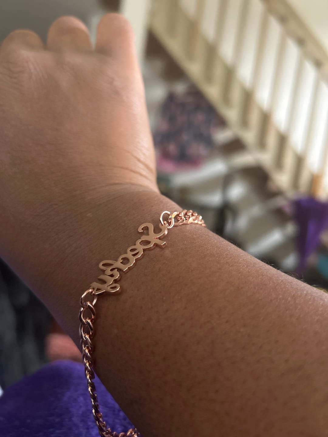 Customer photo review of Name Bracelet w/ Cuban Chain