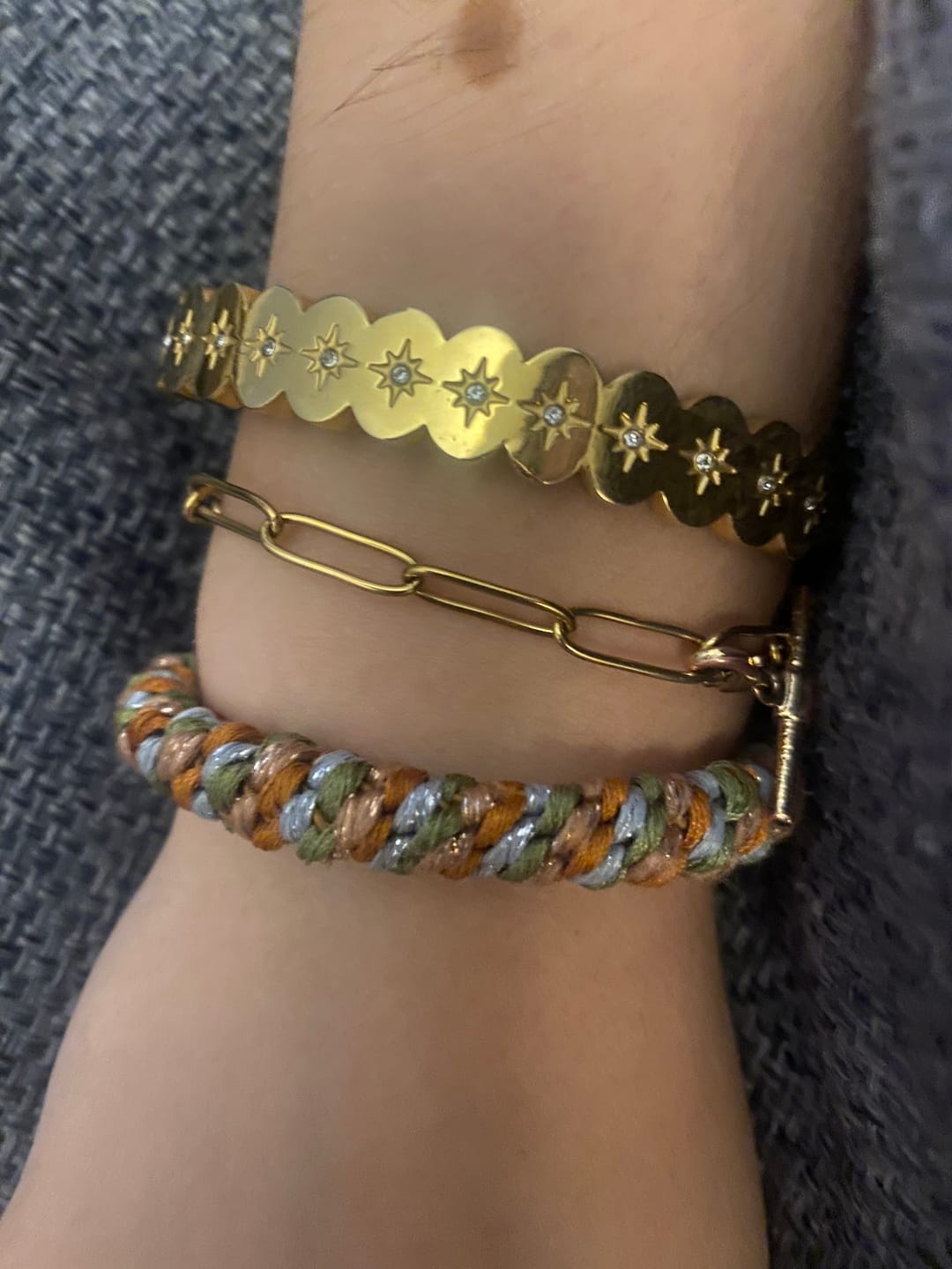 Customer photo review of Tallulah Gold Crystal Scallop Star Bangle