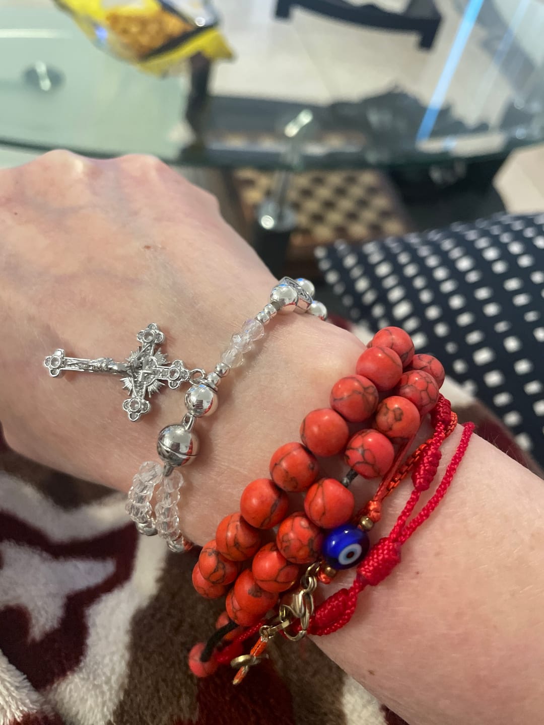Customer photo review of SolaceBeads Clear Crystal Rosary Bracelet With Rhinestone Studded Cross: Sparkling Devotion