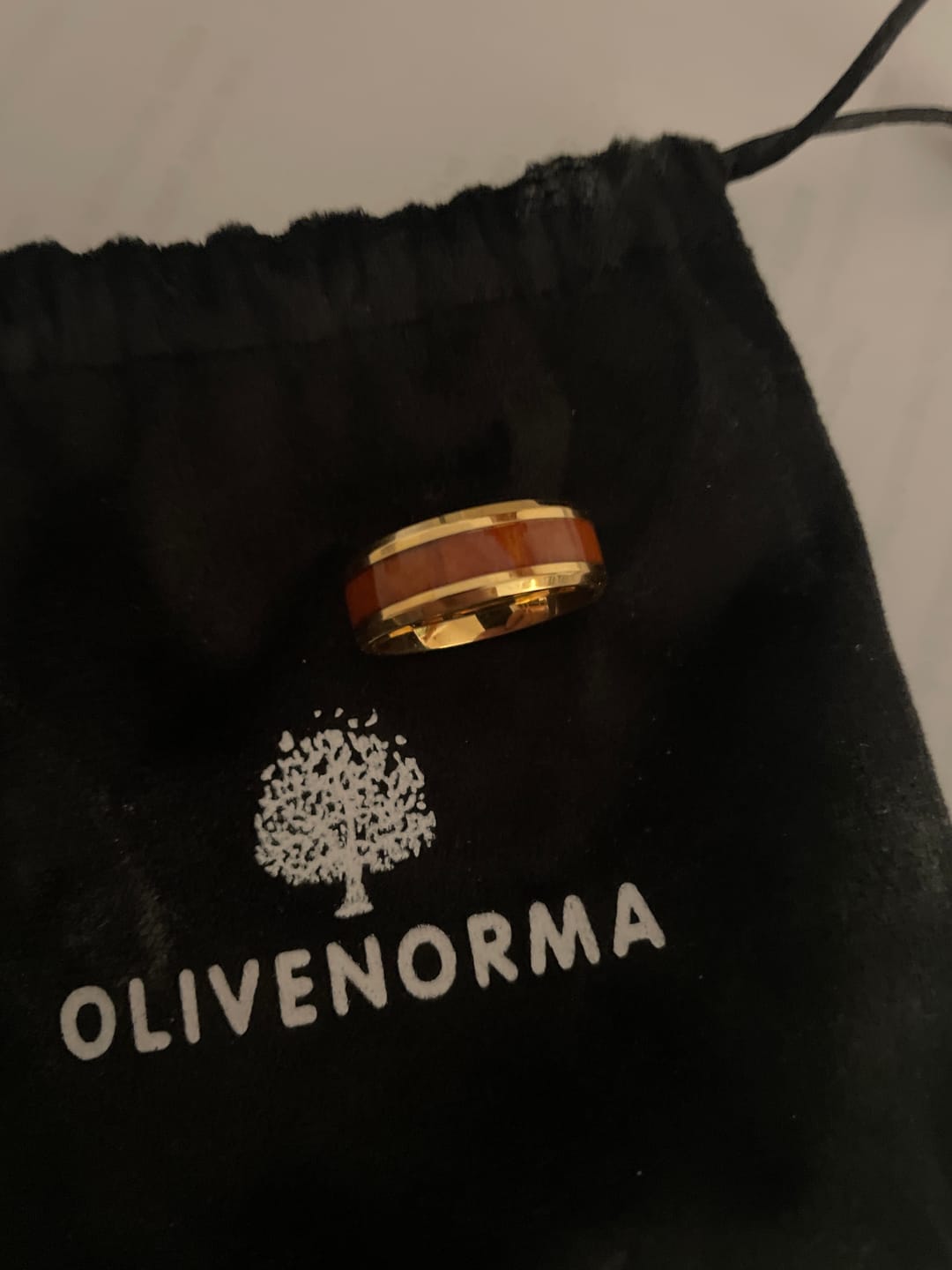 Customer photo review of FREE Today: Koa Wood and Abalone Shell Tungsten Ring
