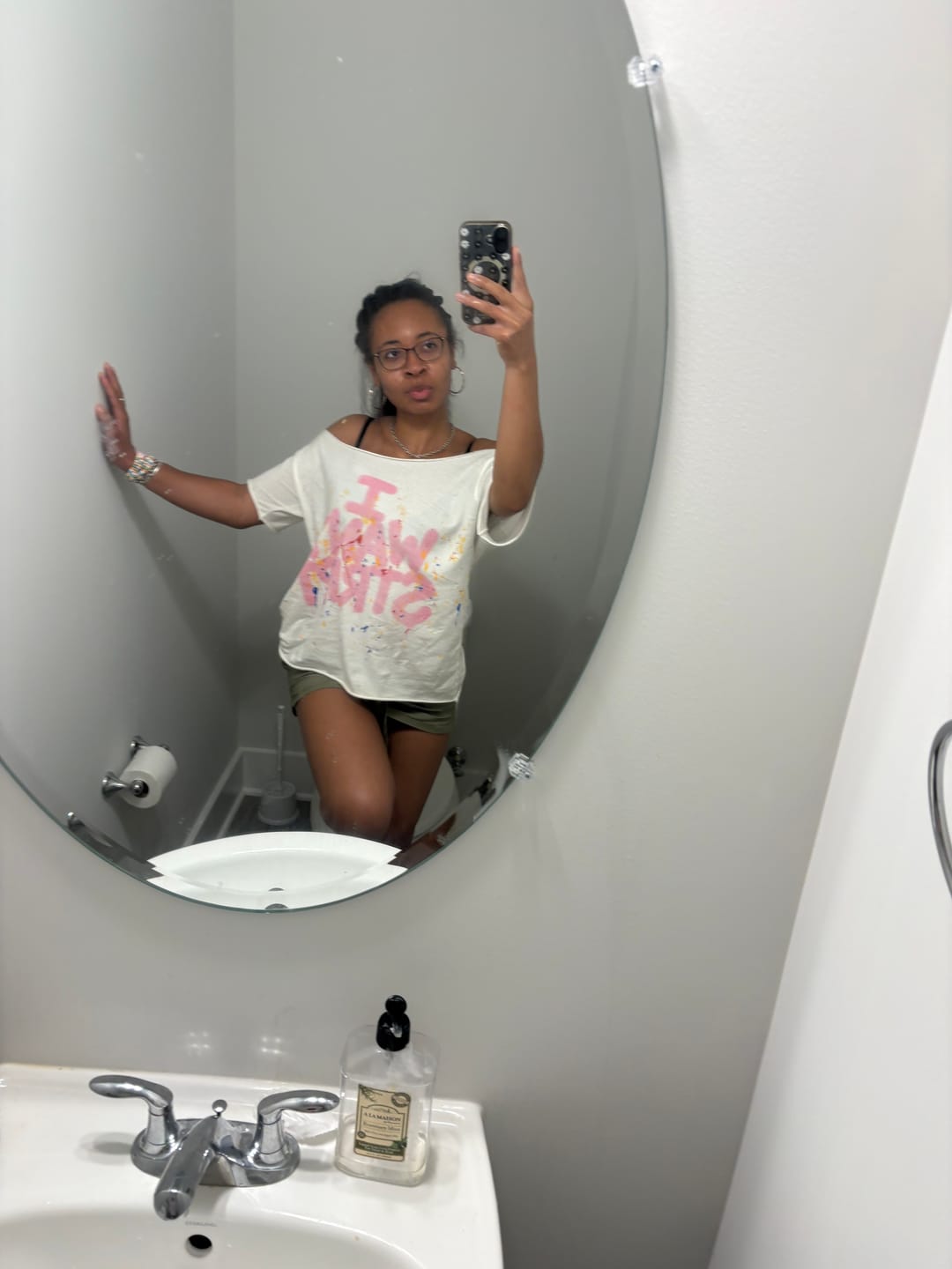 Customer photo review of I WANT STRIPT OFF THE SHOULDER TOP