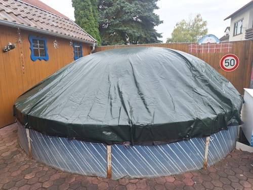 Customer photo review of Poolplanen rund PE Material - grün