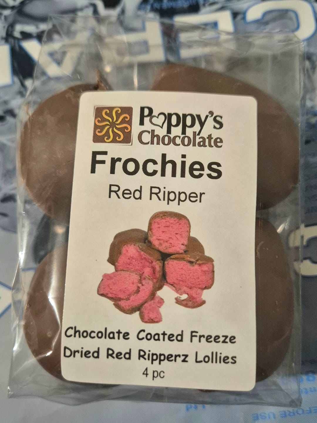 Customer photo review of Frochies Red Ripper chocolate coated freeze dried lollies