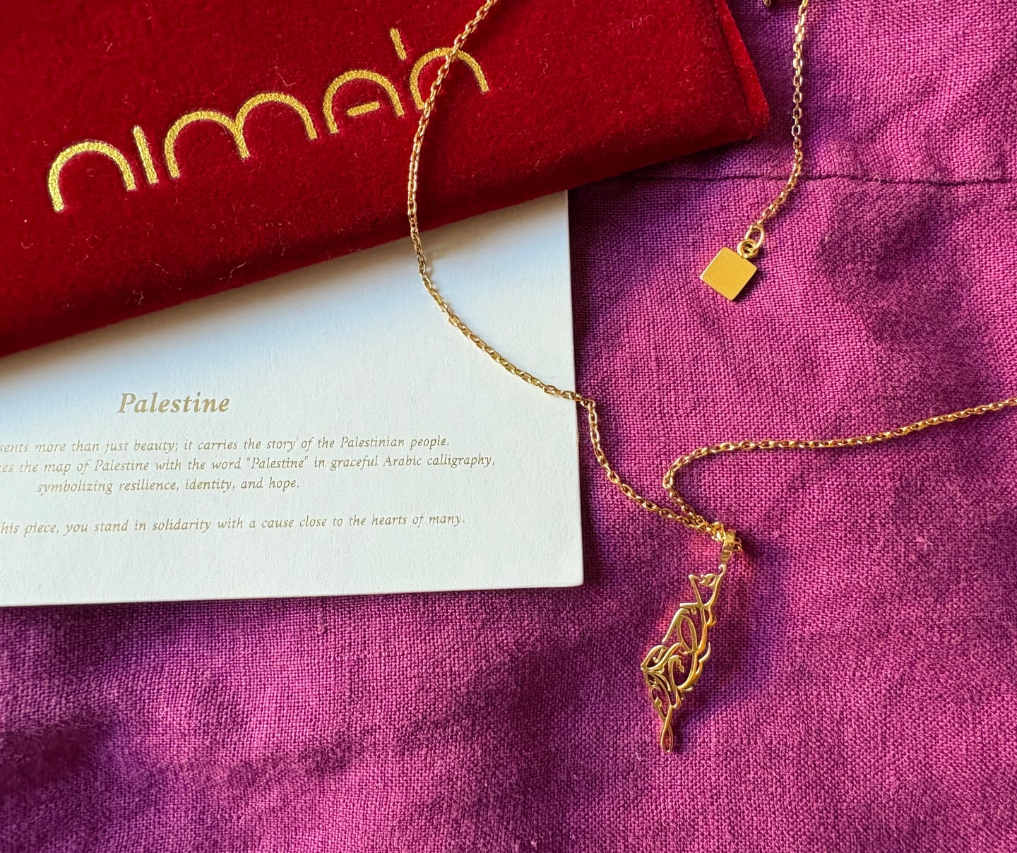 Customer photo review of Palestine Map Necklace