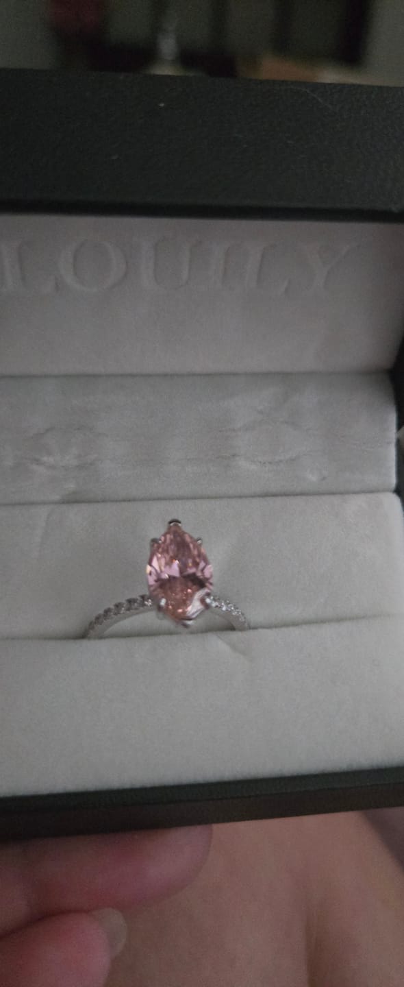 Customer photo review of Pink 4.0Ct Marquise Cut Engagement Ring In Sterling Silver
