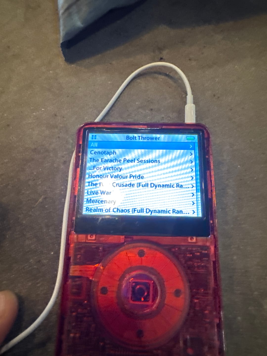 Customer photo review of Apple iPod (5th Generation) Clear Red MP3 Player