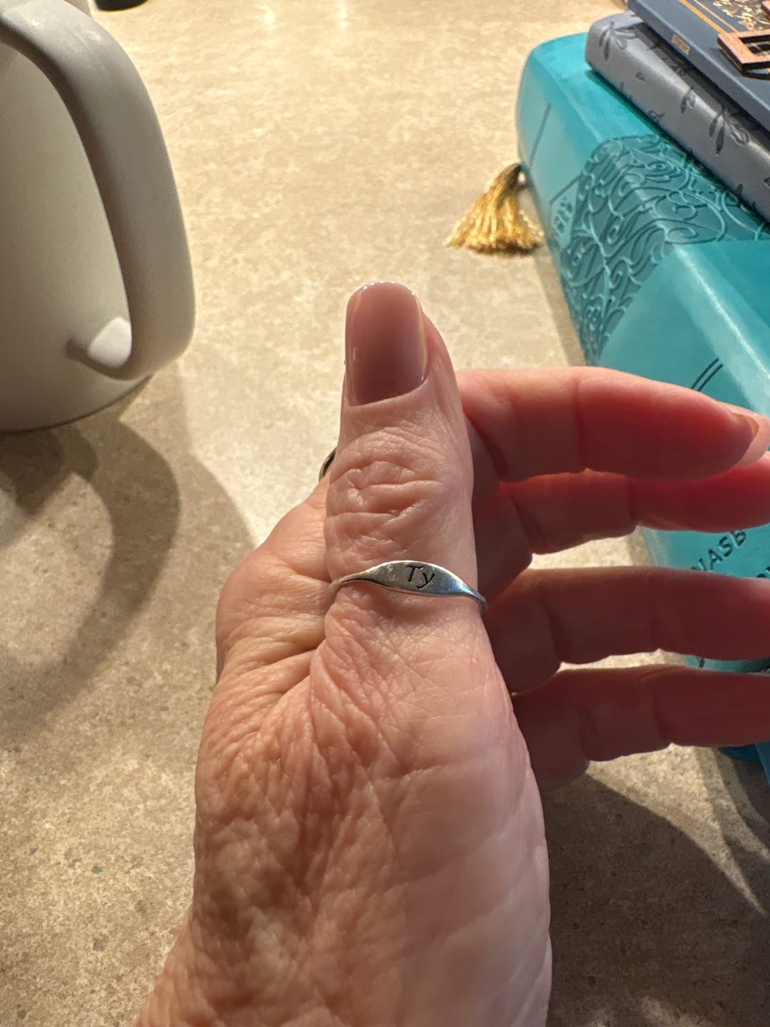 Customer photo review of Custom Engraved Name Ring