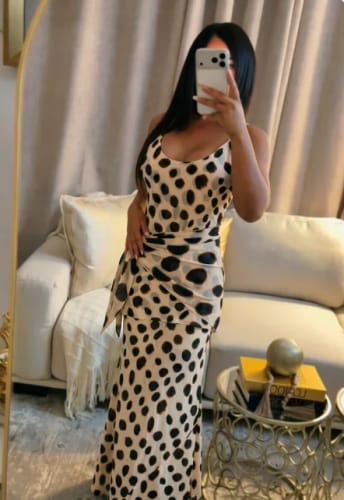 Customer photo review of Natasha Leopard Print Maxi Scarf Dress