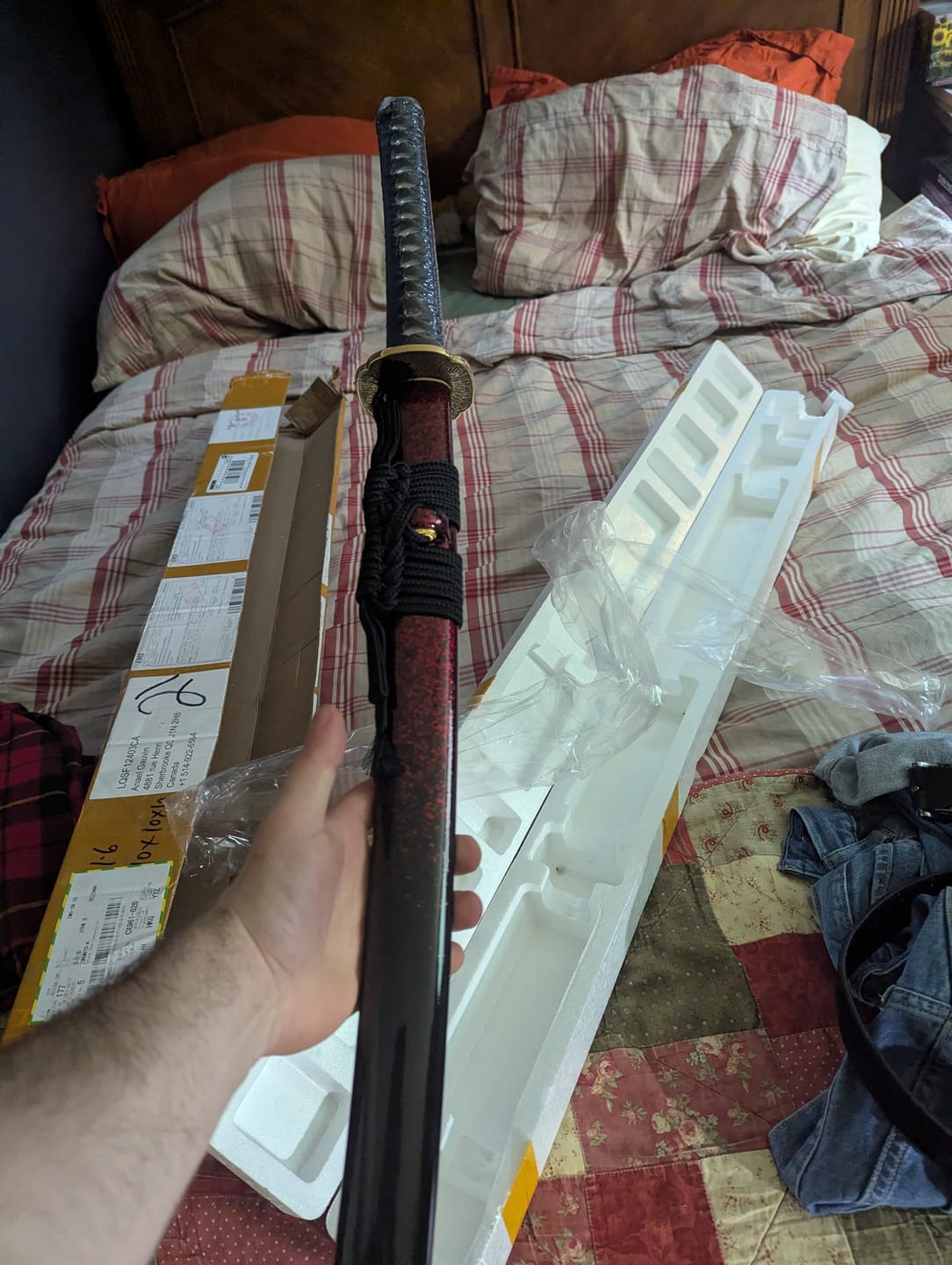 Customer photo review of The Surudoi Handmade Katana Extra Sharp Spring Steel Unokubi-Zukuri