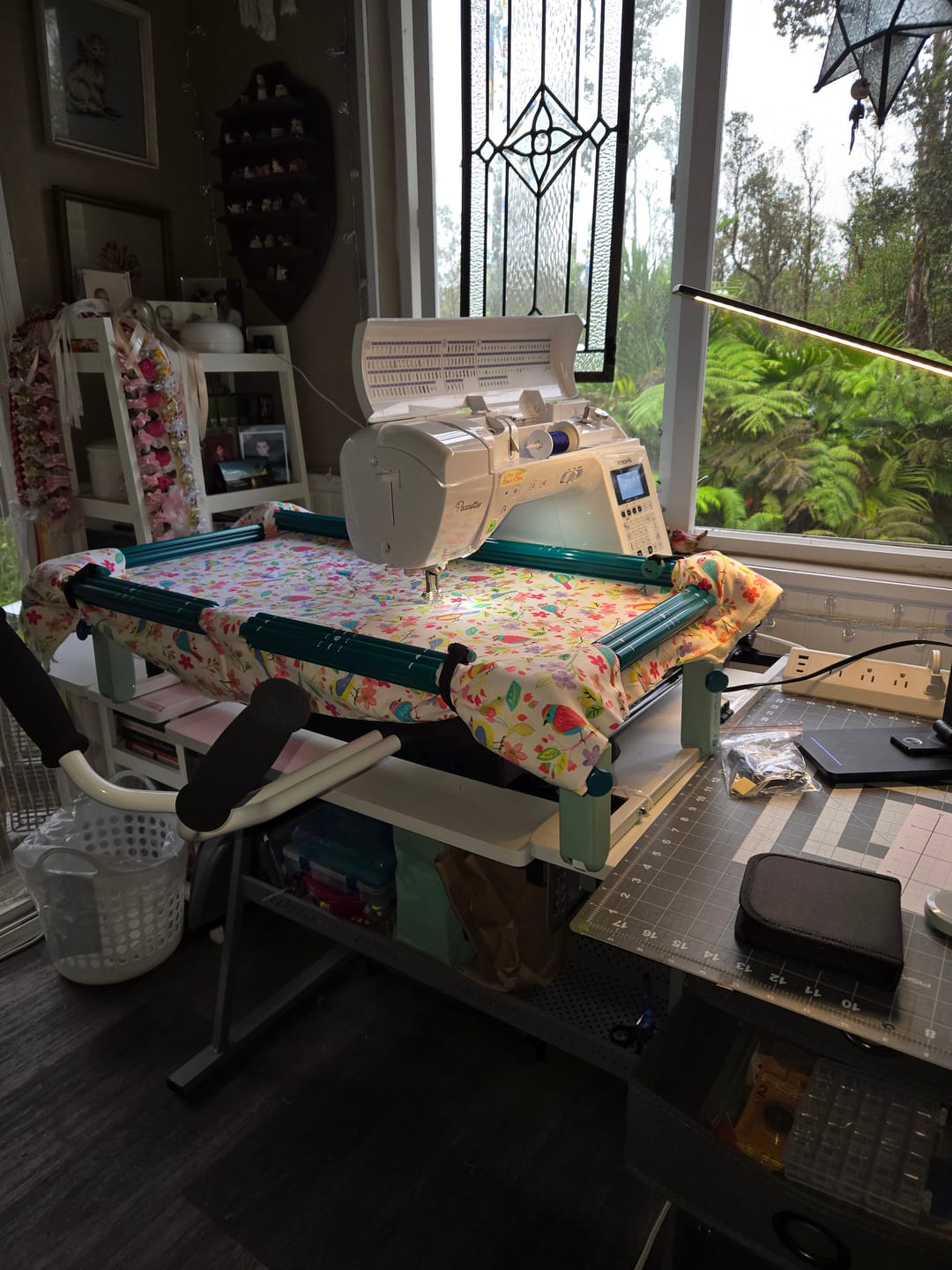 Customer photo review of Mini Quilter Tabletop Fabric Frame