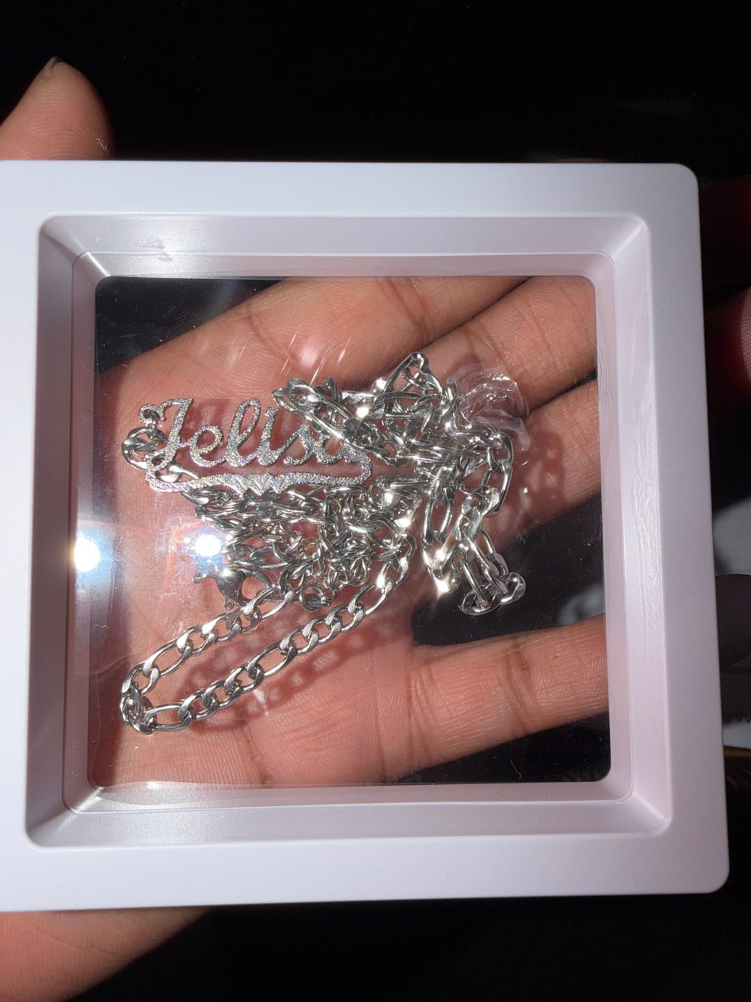 Customer photo review of Iced Circle Photo Pendant