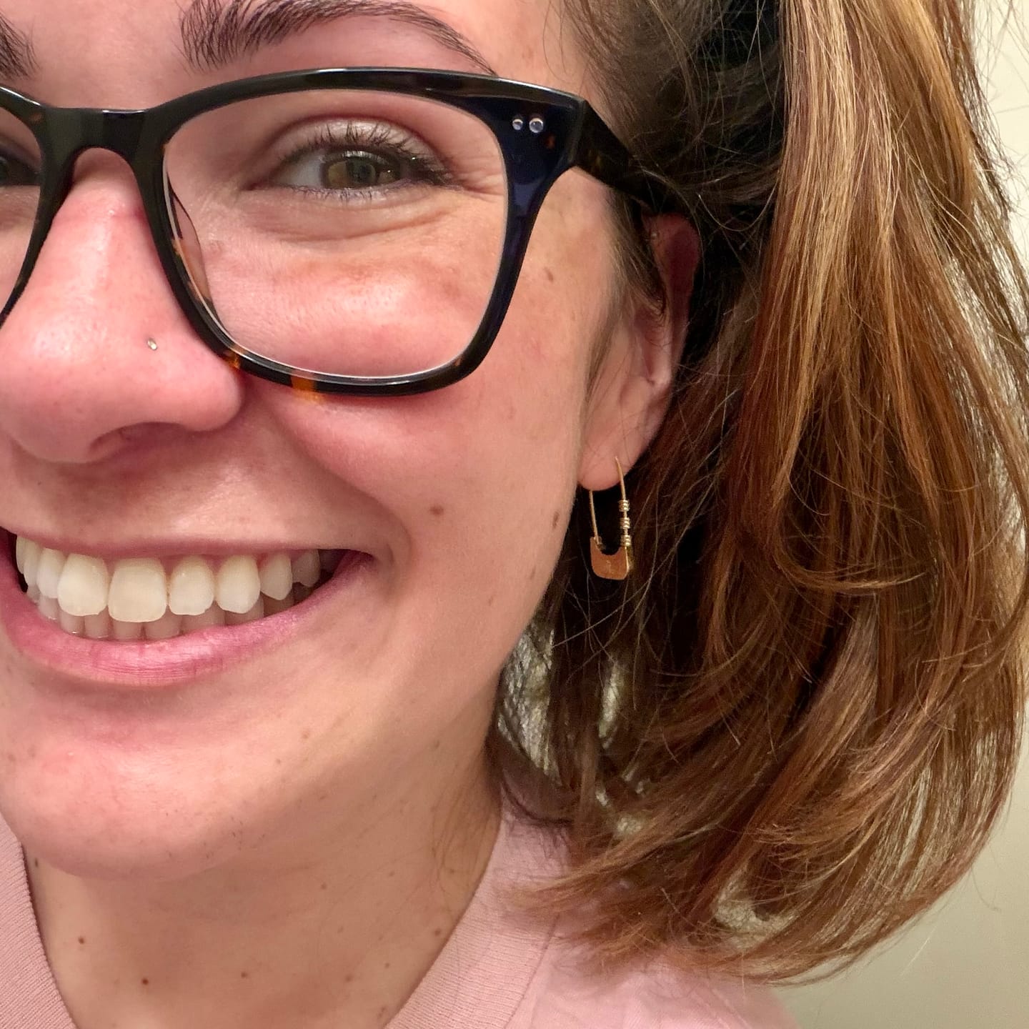 Customer photo review of Lucky Knot Safety Pin Earring