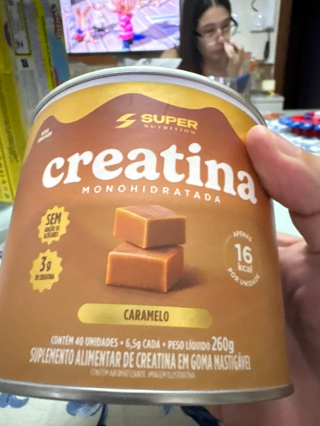 Customer photo review of Kit Full: Caramelo Creatina, Supercafé Choc Suíço, Desinchá e Melatonina