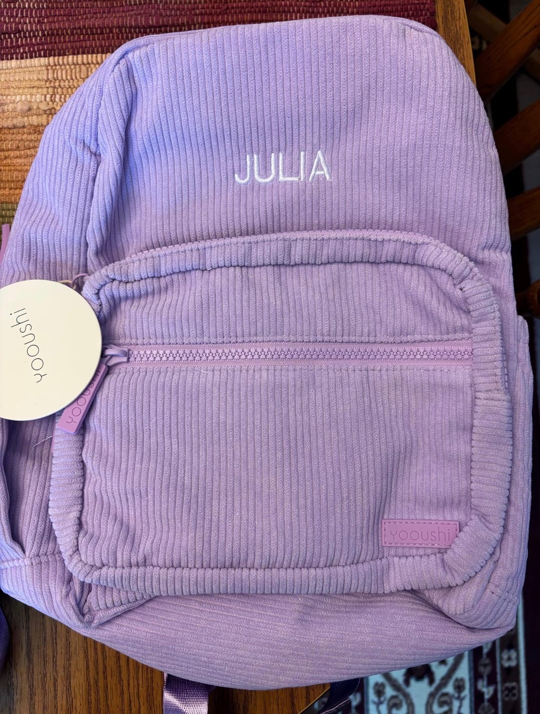 Customer photo review of Yooushi® Corduroy Backpack – Lilac