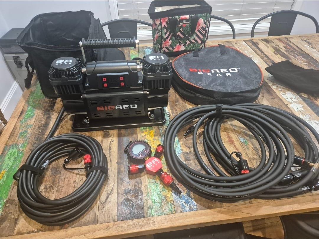 Customer photo review of Big Red Gear 12v Portable Air Compressor QUAD-FLATE Kit