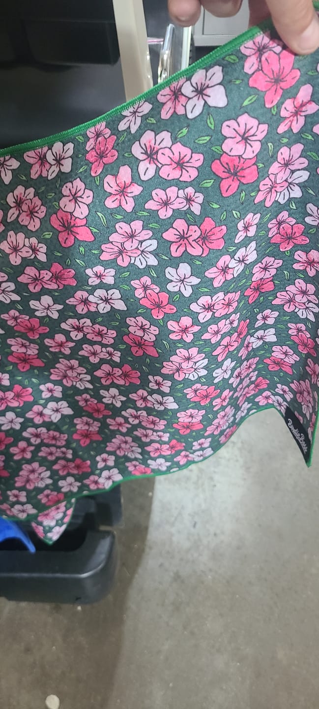 Customer photo review of Azaleas - Magnetic Golf Towel