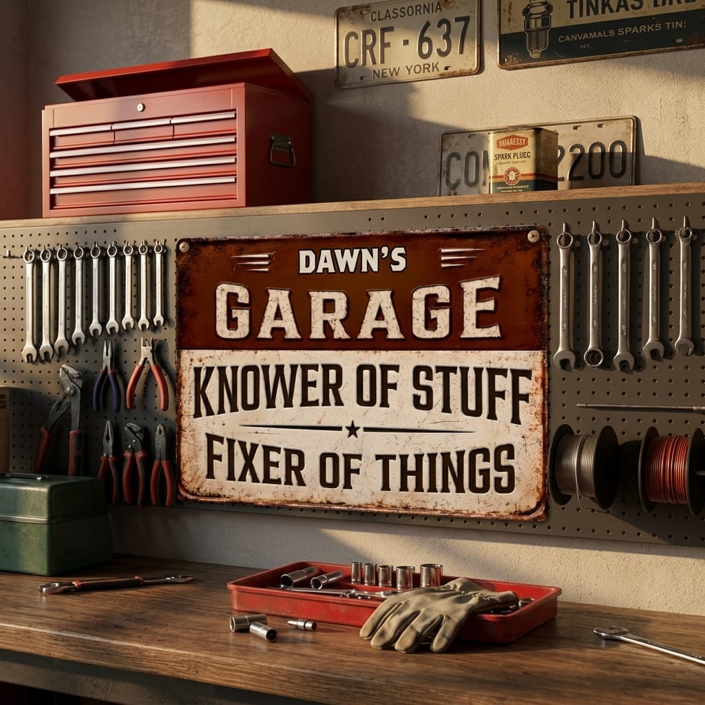Customer photo review of This's His Garage Sign - Personalized Horizontal Garage Sign