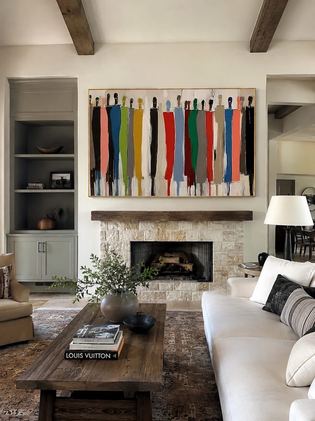 Customer photo review of Collective Spirit – Hand-Painted Multicolored Abstract Crowd Portrait Painting | Bold Expressionist Living Room & Dining Room Art