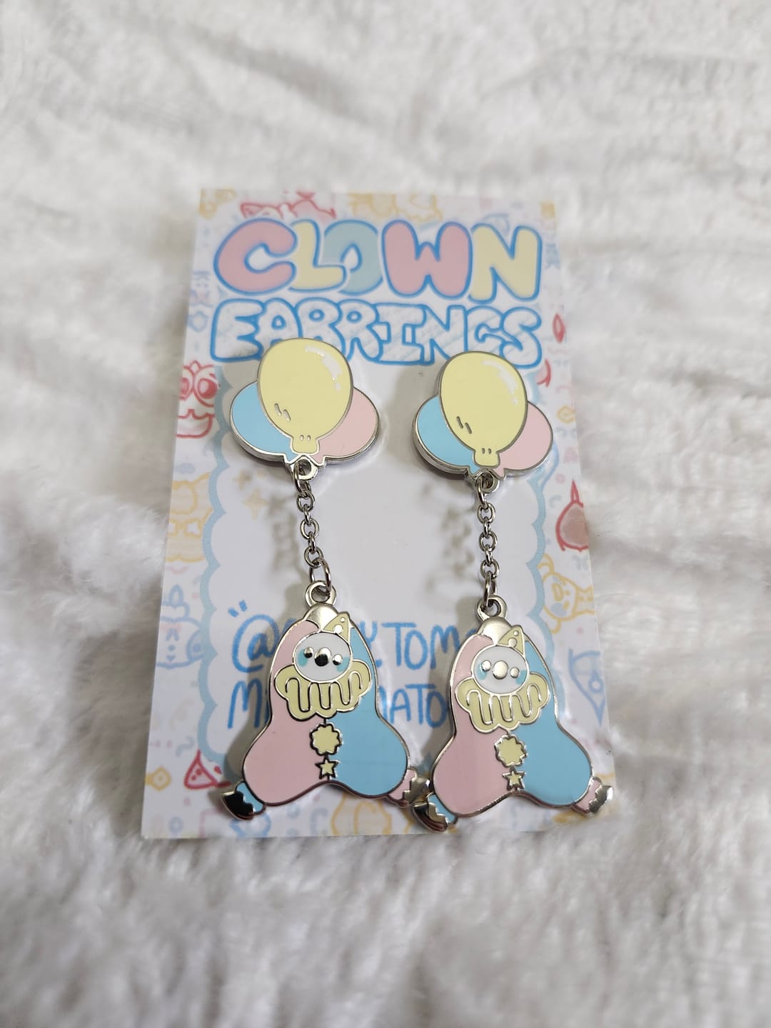 Customer photo review of Dangling Clown Earrings