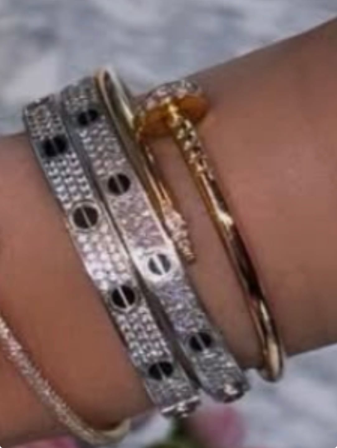 Customer photo review of Nail cz bracelet bangle Vermeil Gold