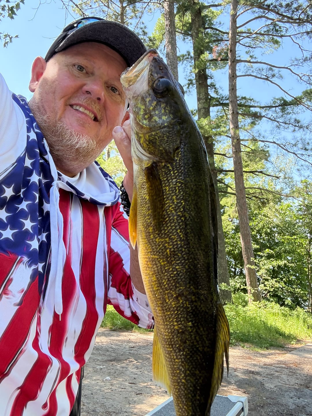 Customer photo review of Custom American Flag Fishing Shirt with UV Protection - Personalized Name A12