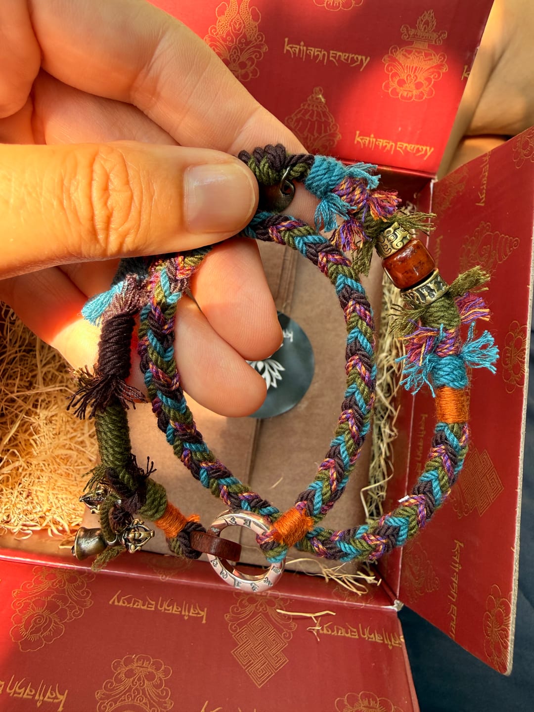 Customer photo review of Strength & Protection Handwoven Vajra Six-Syllable Mantra Silver Bracelet