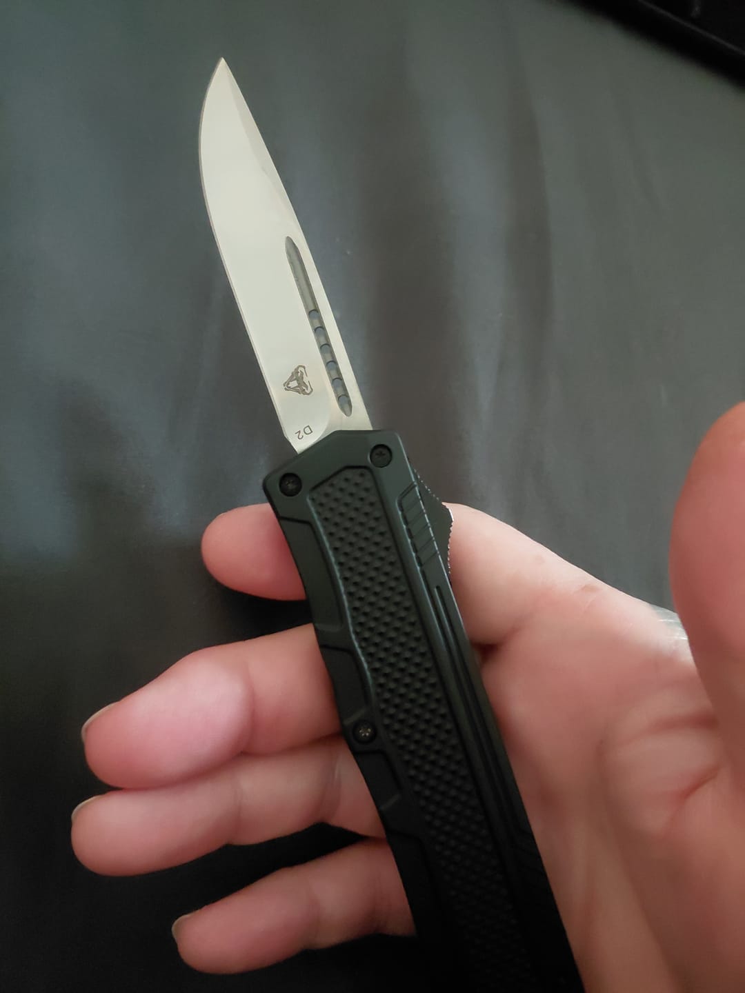 Customer photo review of Viper Tec Jax OTF Automatic Knife – D2 Steel