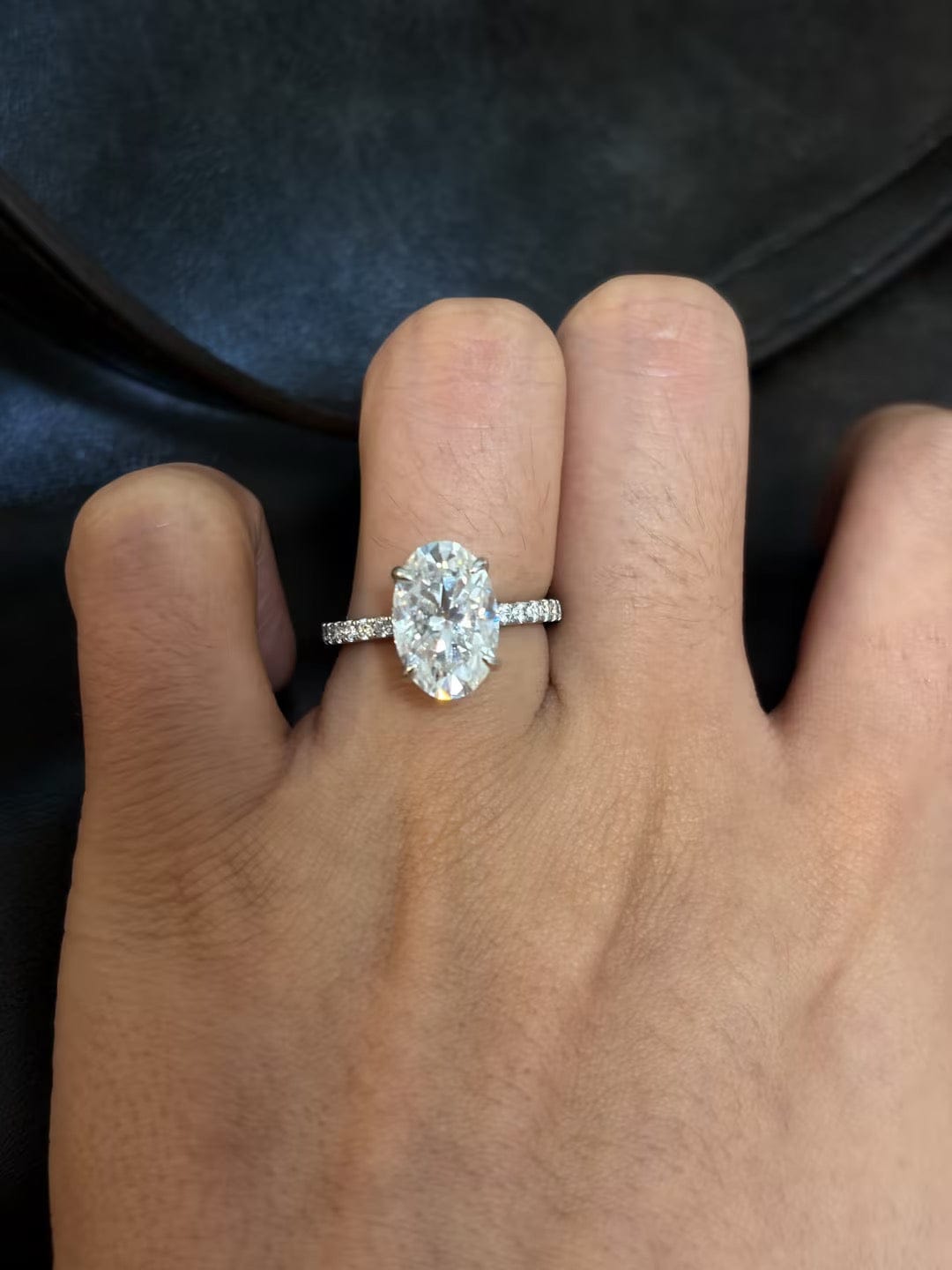 Customer photo review of S925 Moissanite 2.0 Ct~5.5 Ct Pavé Oval Cut Engagement Rings For Women