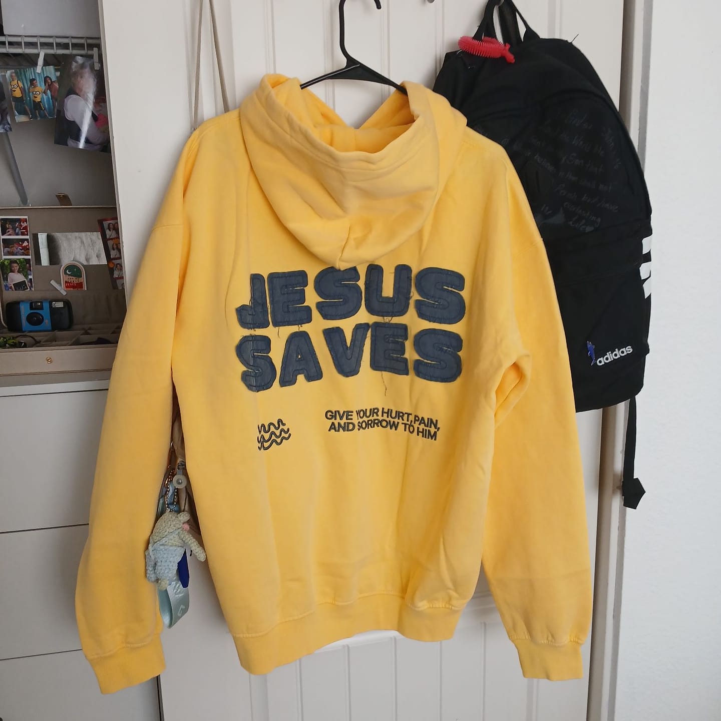 Customer photo review of Jesus Saves Patchwork Hoodie