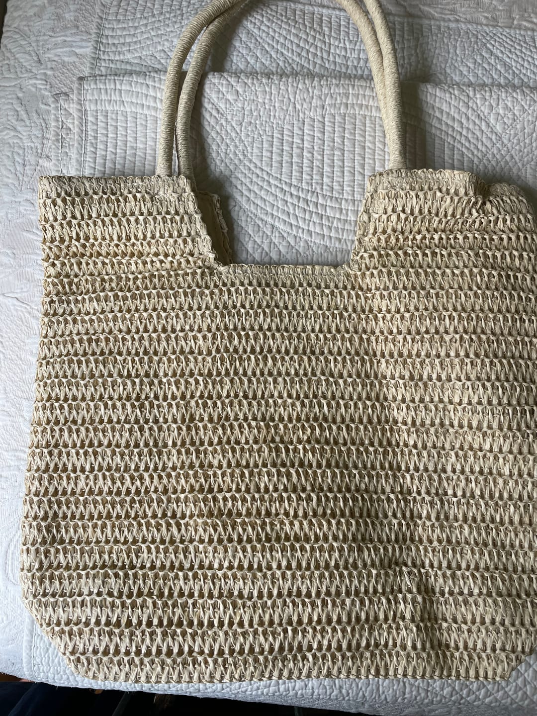 Customer photo review of Woven Raffia Tote Bag Beach Handbag