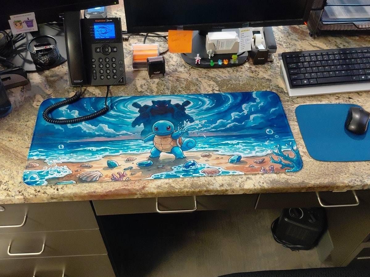Customer photo review of Squirtle Splash Mouse Pad, Pokémon Gaming Desk Mat