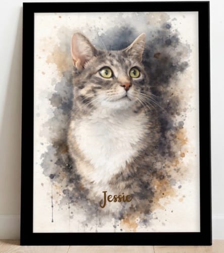Customer photo review of Personalised Poster - Watercolour Realistic Portrait