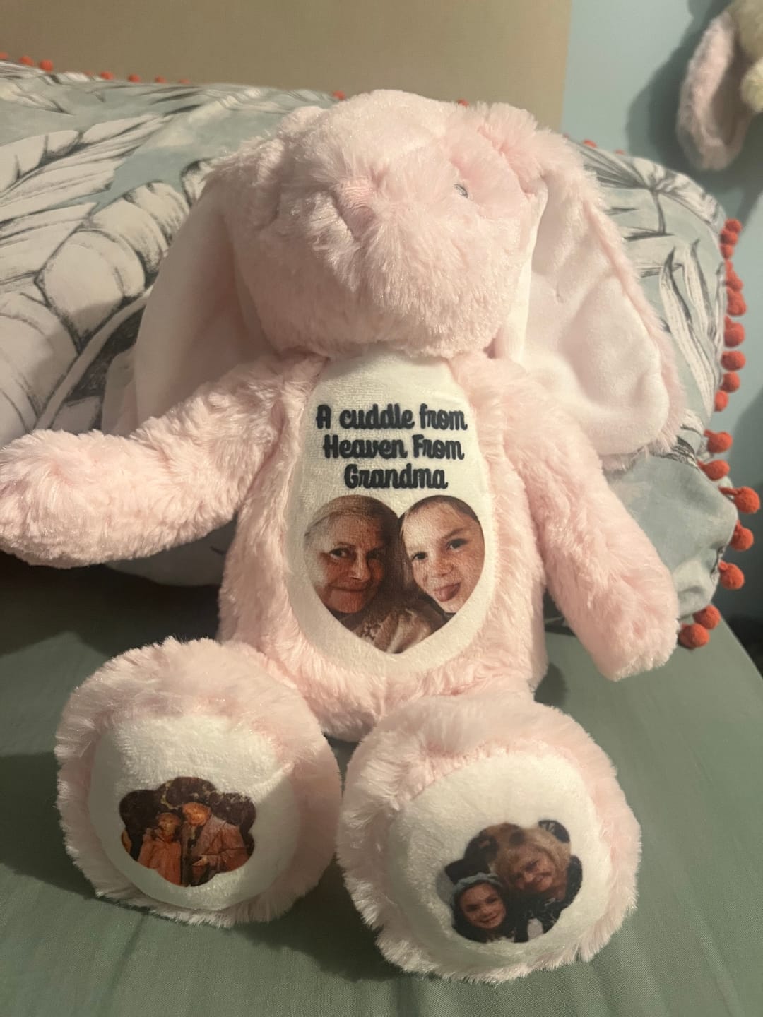 Customer photo review of A Cuddle from Heaven Personalised Photo Teddy Bear