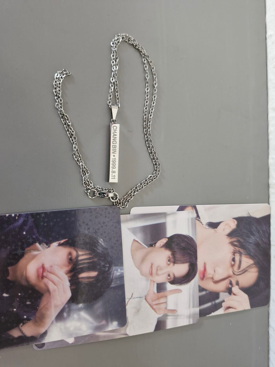 Customer photo review of Cool Versatile Name Square Vertical Bar Necklace