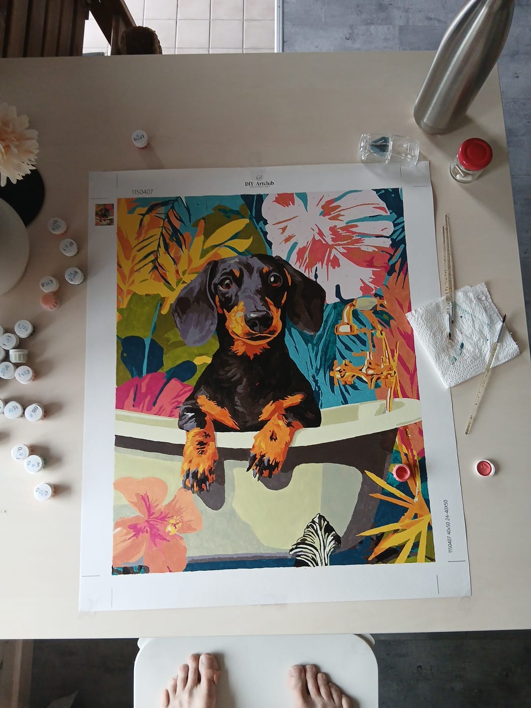 Customer photo review of Tropical dachshund | Paint by Number