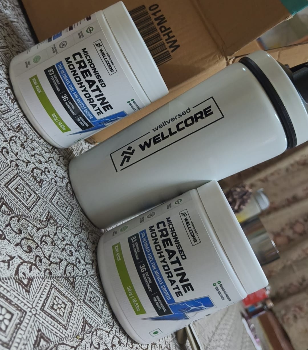 Customer photo review of Wellcore - Micronised Creatine Monohydrate (83 Servings, Kiwi Kick) + Premium Steel Shaker