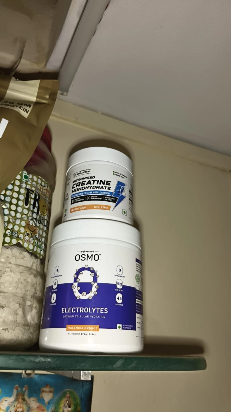 Customer photo review of OSMO - Electrolytes (45 servings, Valencia Orange) + Wellcore Creatine (33 Servings, Tropical Tango)