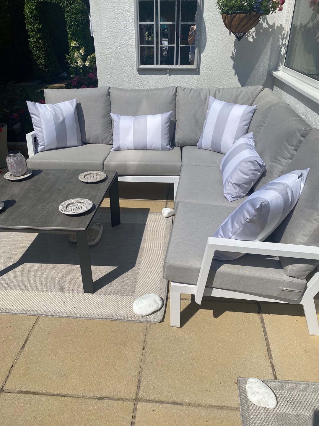 Customer photo review of Outdoor Garden Waterproof Rectangle Cushion - 3 Stripes