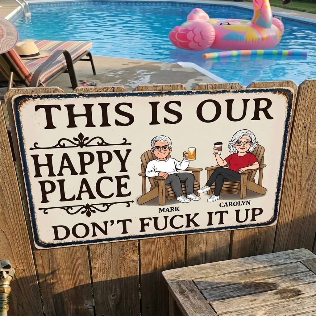 Customer photo review of This Is Our Happy Place - Personalized Horizontal Metal Sign