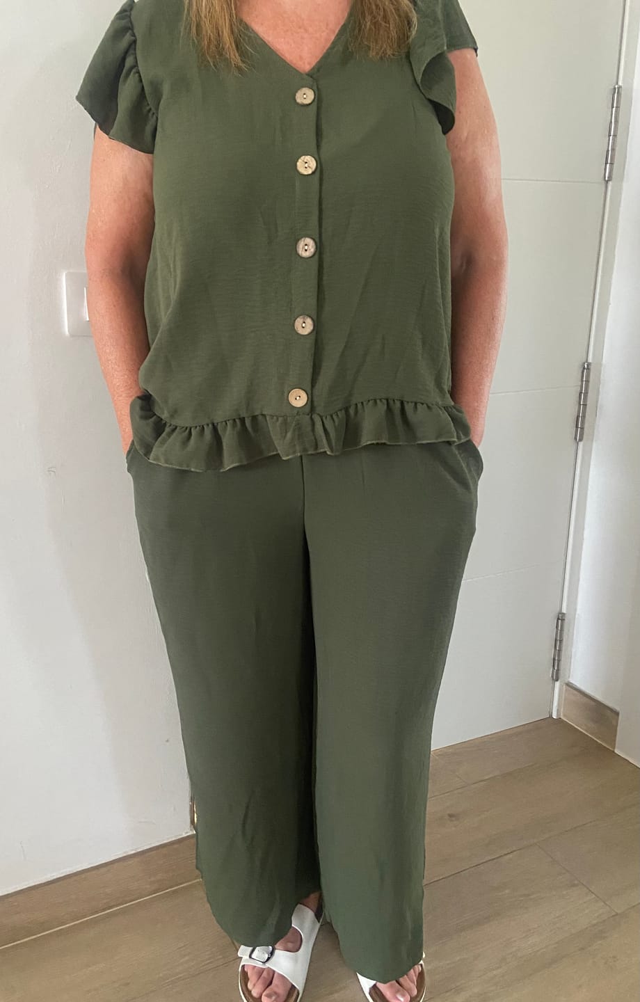 Customer photo review of Madeline Khaki Frill Hem Set