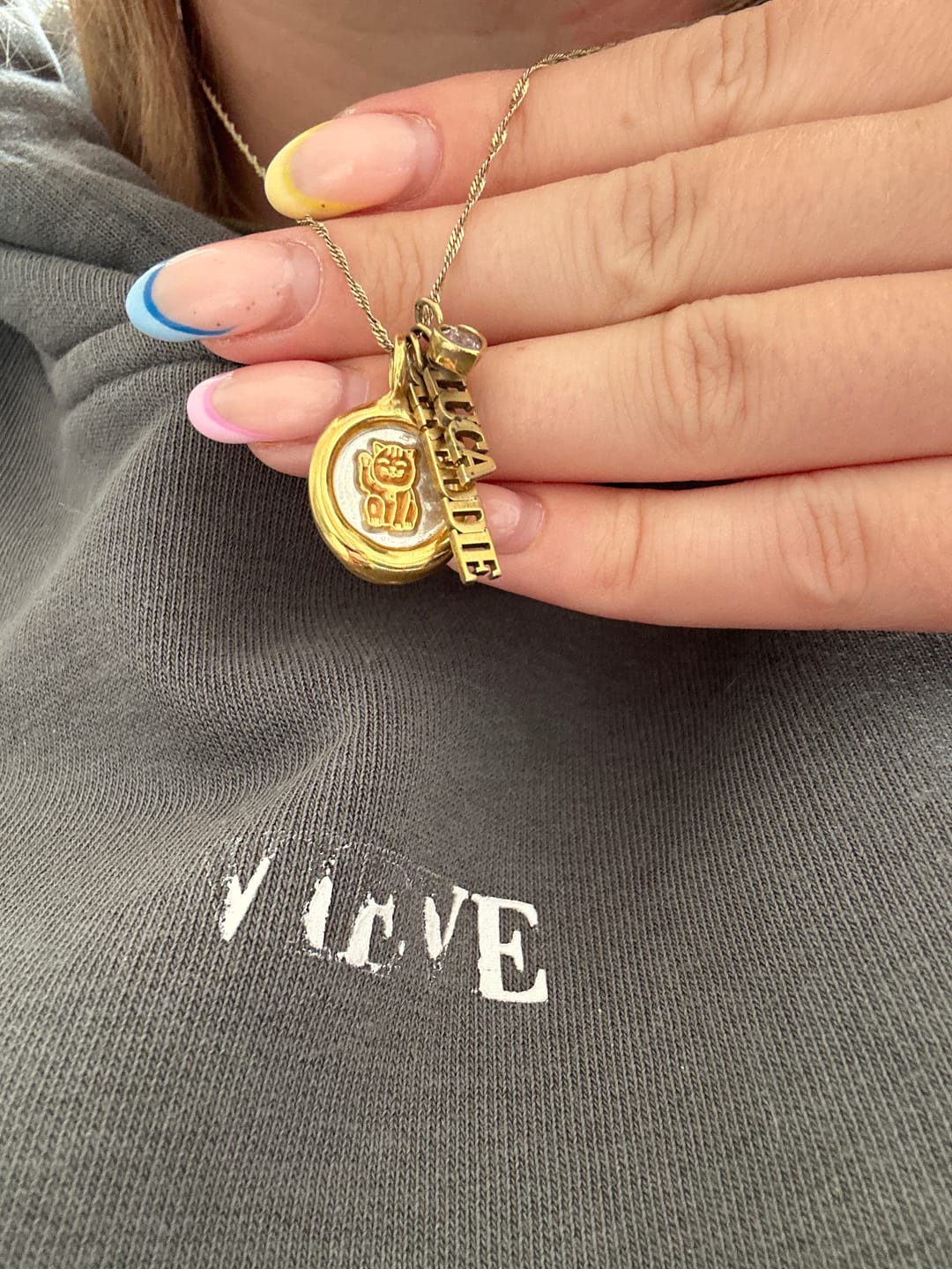 Customer photo review of Lucky Cat Charm Pendant Necklace